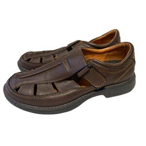 Street Cars Mens Sz 11.5 Grandpa Sandals Flat Casual Shoes Faux Leather Brown Ho